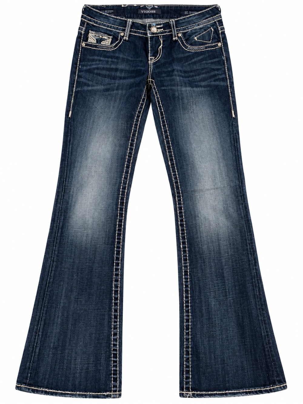 Vigoss The Chelsea Boot Cut Jeans Women’s 7/8 33 Dark Wash Y2K Embellished